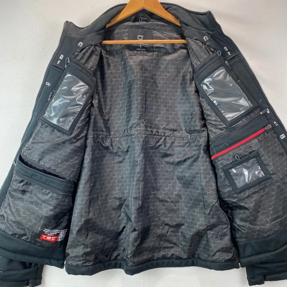 Scottevest TEC Technology Enabled Softshell Jacket Mens L Black Multi-Pocket